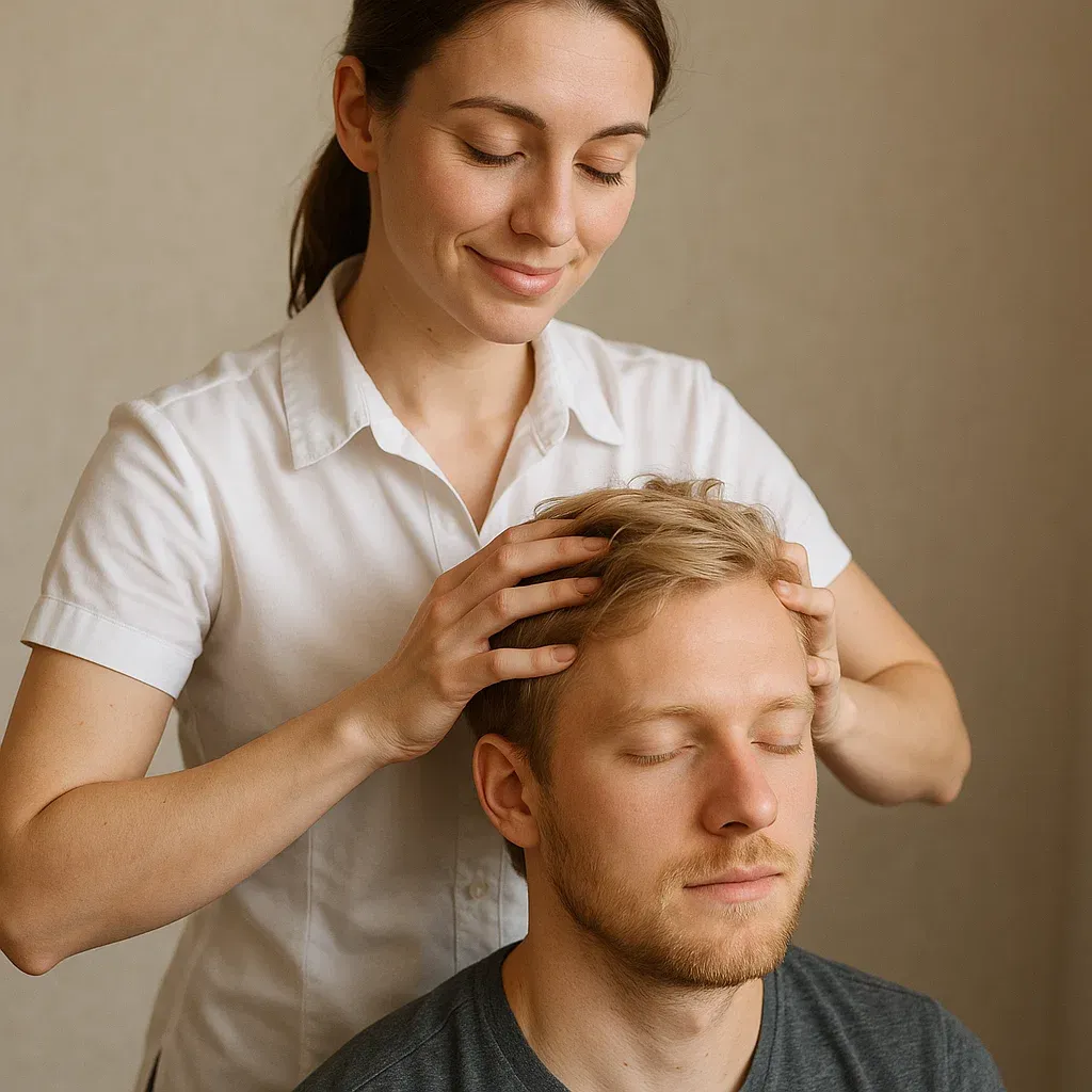Indická masáž hlavy – uvolnění hlavy, šíje a ramen
